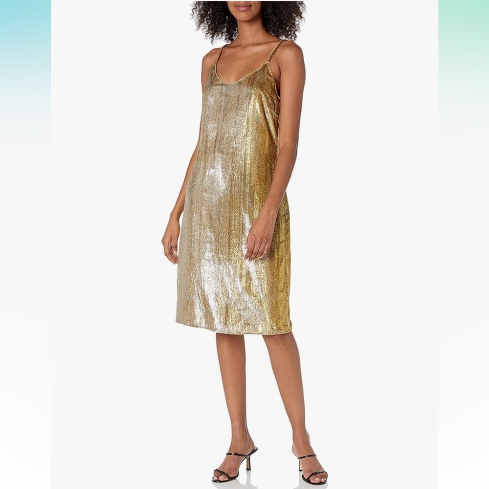 NWT Cynthia Rowley Gold Lame Slip Dress
